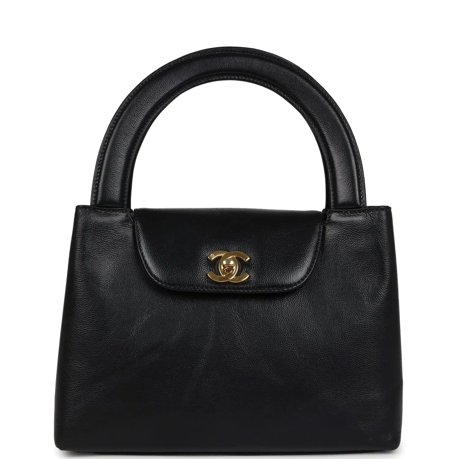 Vintage Chanel Large Kelly Black Caviar Gold Hardware