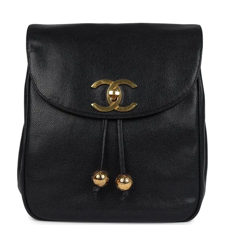 Vintage Chanel Medium CC Backpack Black Caviar Gold Hardware-Hover-Image