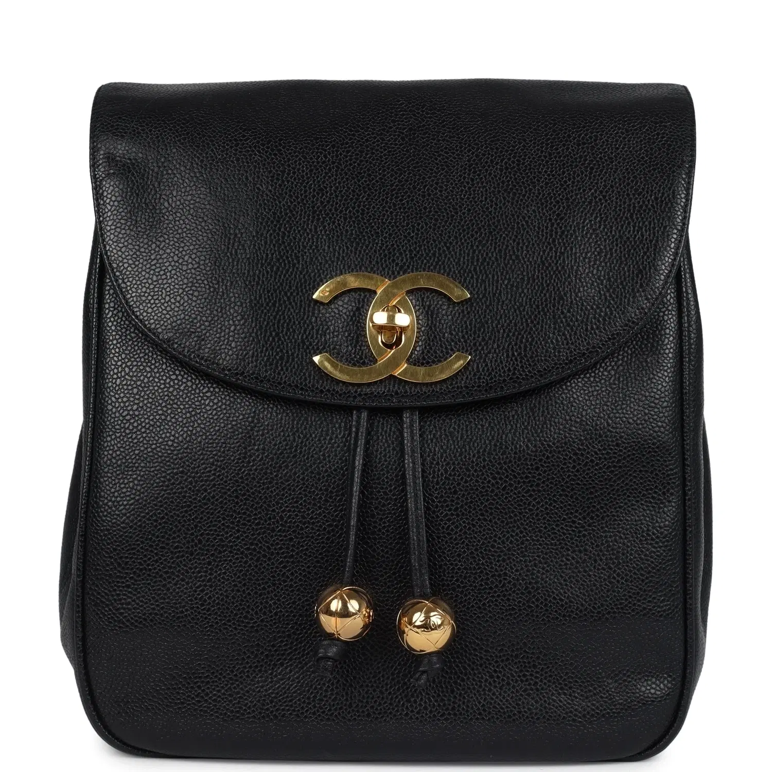 Vintage Chanel Medium CC Backpack Black Caviar Gold Hardware