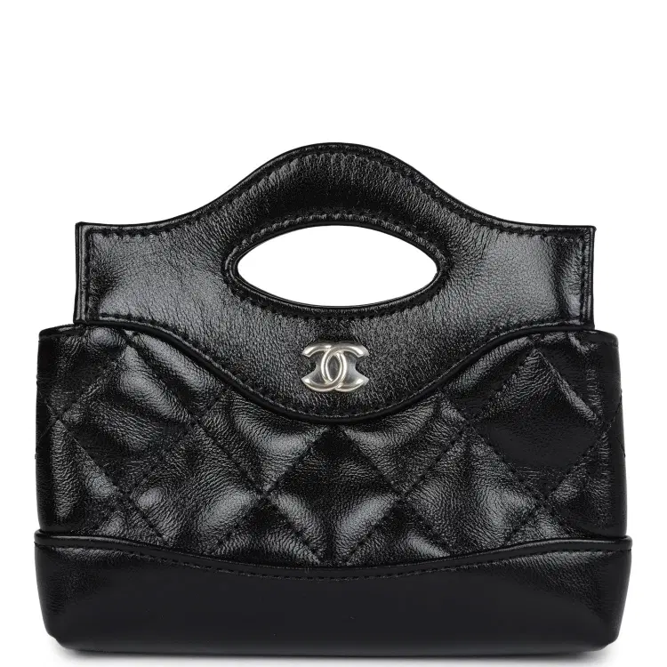 Chanel Micro 31 Shopper Black Shiny Lambskin Light Gold Hardware-Hover-Image
