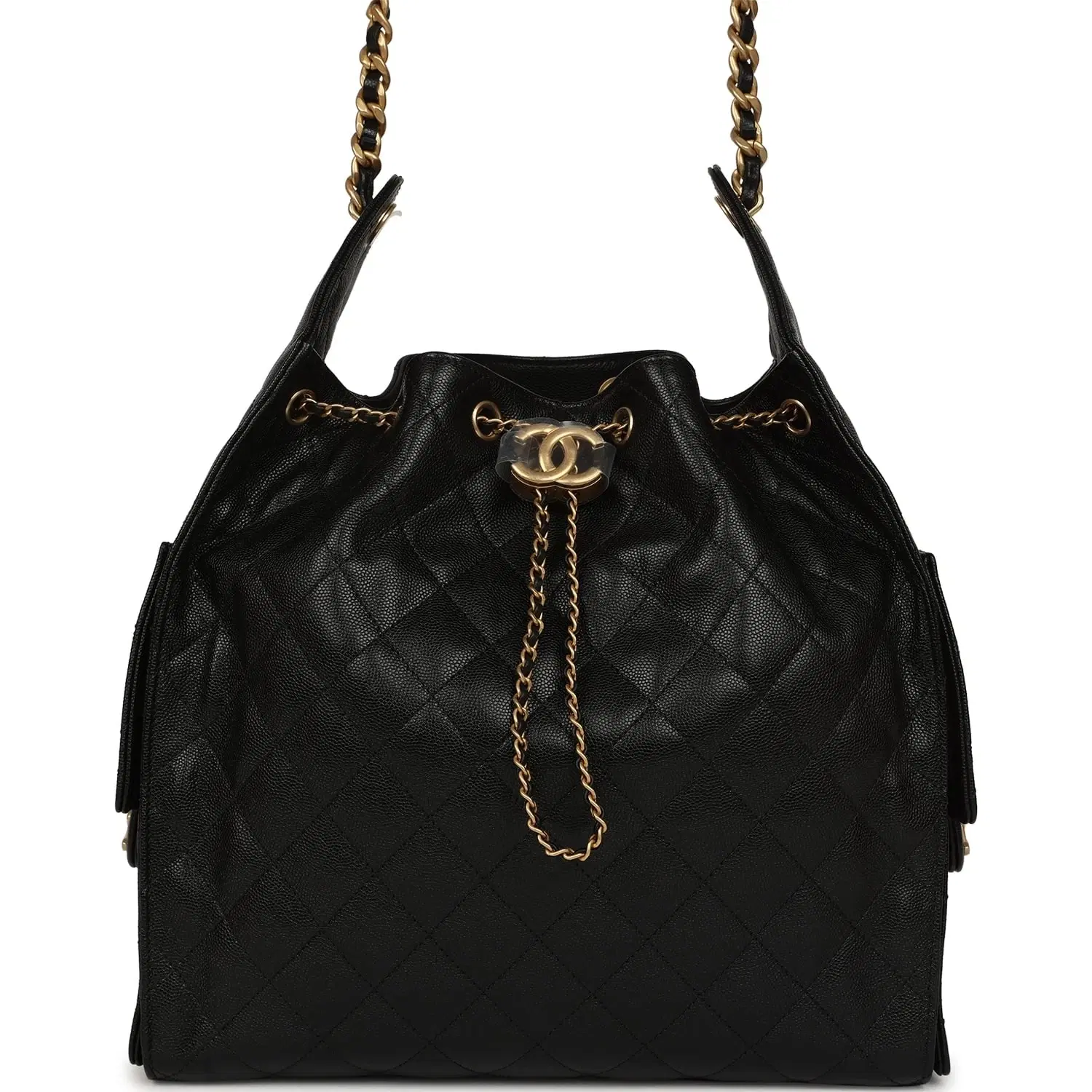 Chanel Medium 25 Hobo Bag Black Caviar Antique Gold Hardware