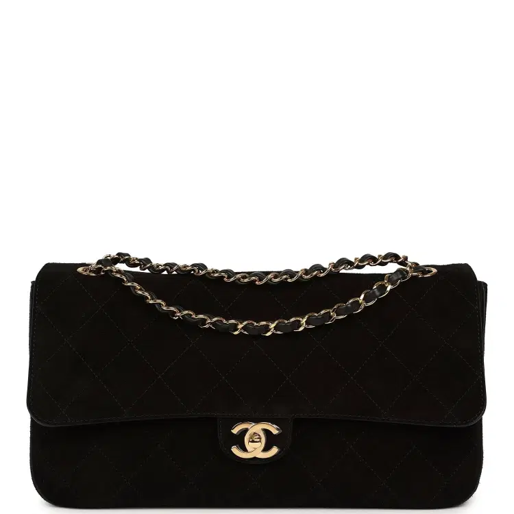 Chanel Maxi "Souplissimo" Small Flap Bag Black Suede Gold Hardware-Hover-Image