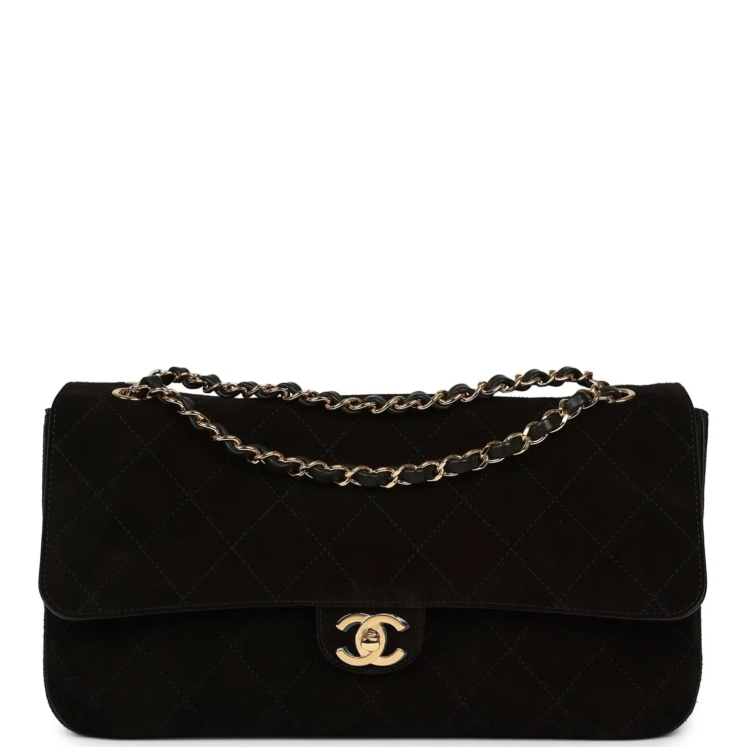 Chanel Maxi "Souplissimo" Small Flap Bag Black Suede Gold Hardware