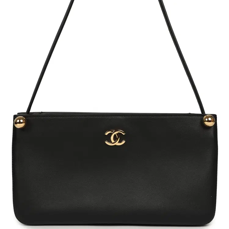 Chanel "Chic Studs" Clutch Bag Black Lambskin Gold Hardware-Hover-Image