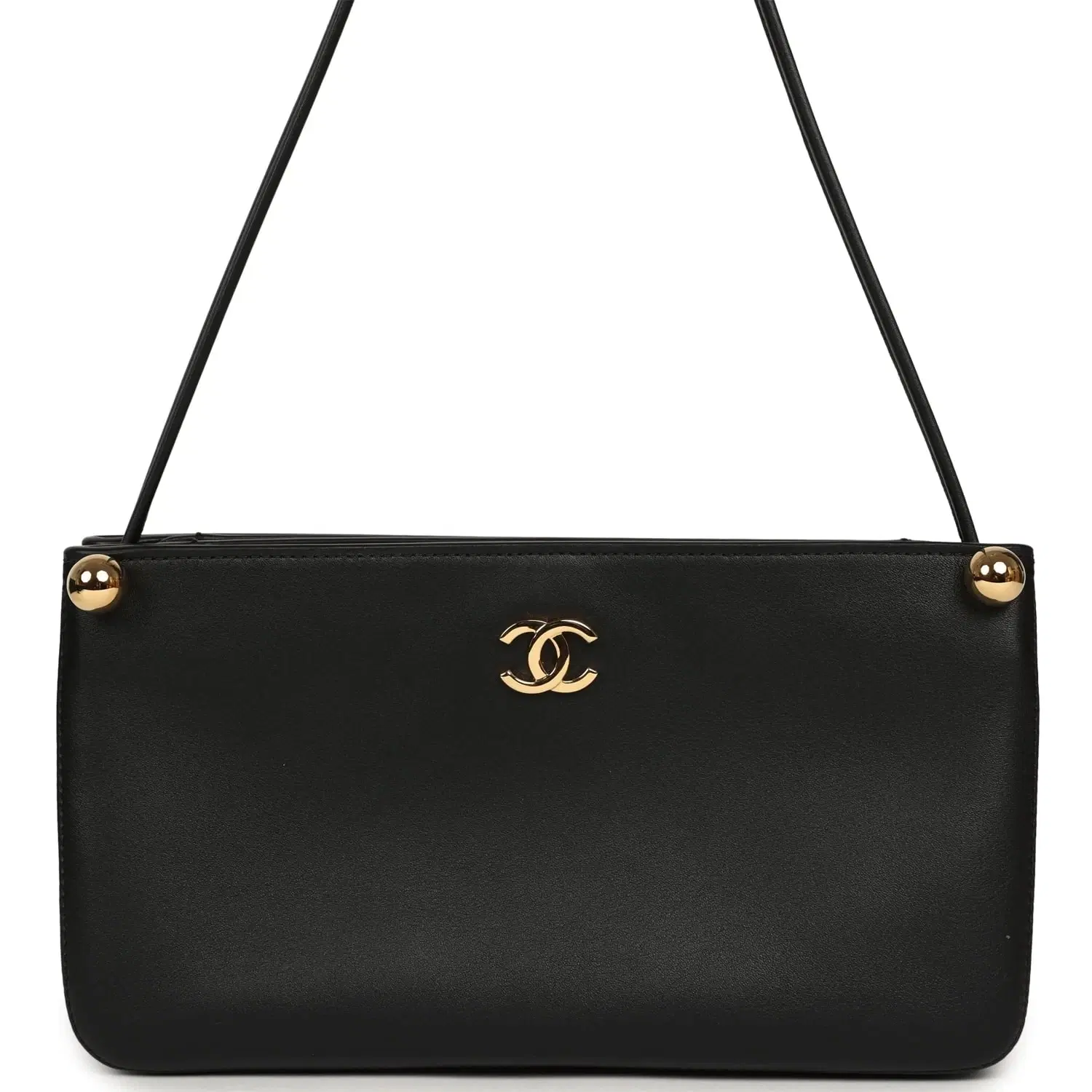 Chanel "Chic Studs" Clutch Bag Black Lambskin Gold Hardware