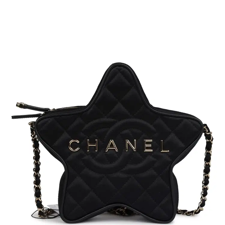 Chanel Star Bag Black Satin Light Gold Hardware-Hover-Image