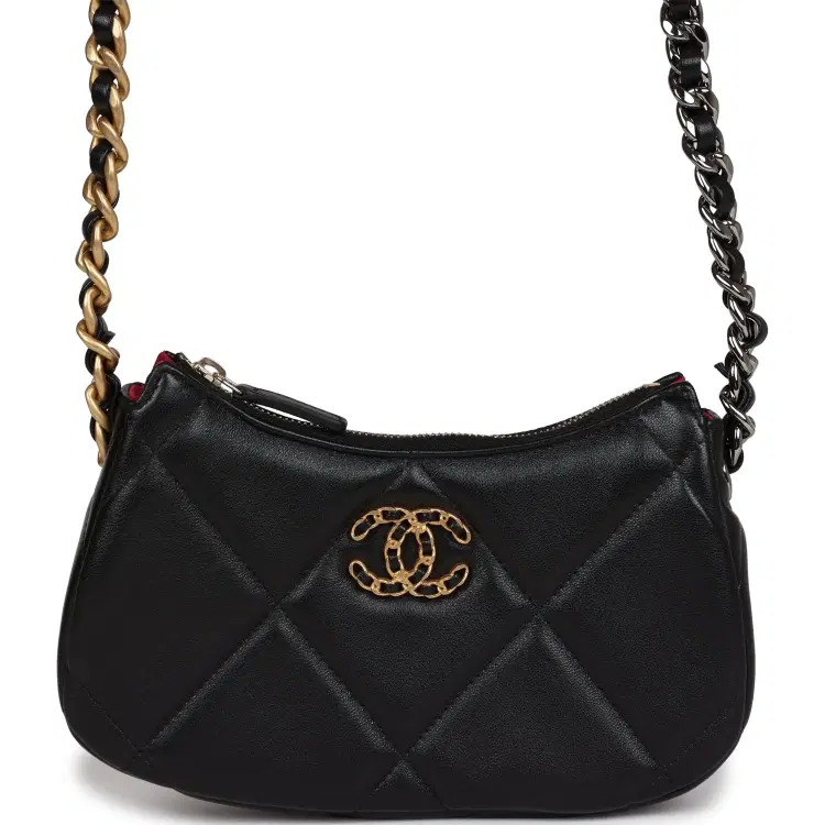 Chanel 19 Hobo Chain Bag Black Calfskin Mixed Metal Hardware-Hover-Image