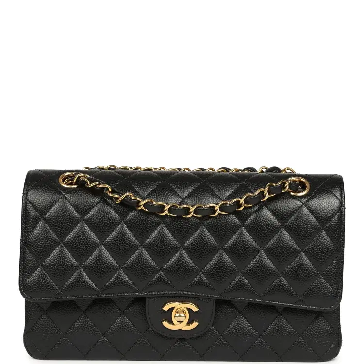 Pre-owned Chanel Medium Classic Double Flap Black Caviar Gold Hardware-Hover-Image