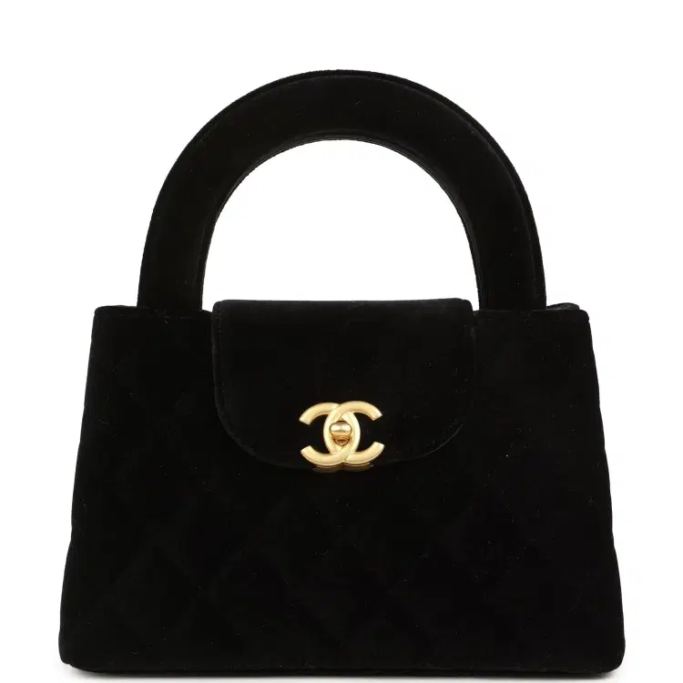 Chanel Small Kelly Shopper Black Velvet Brushed Gold Hardware-Hover-Image