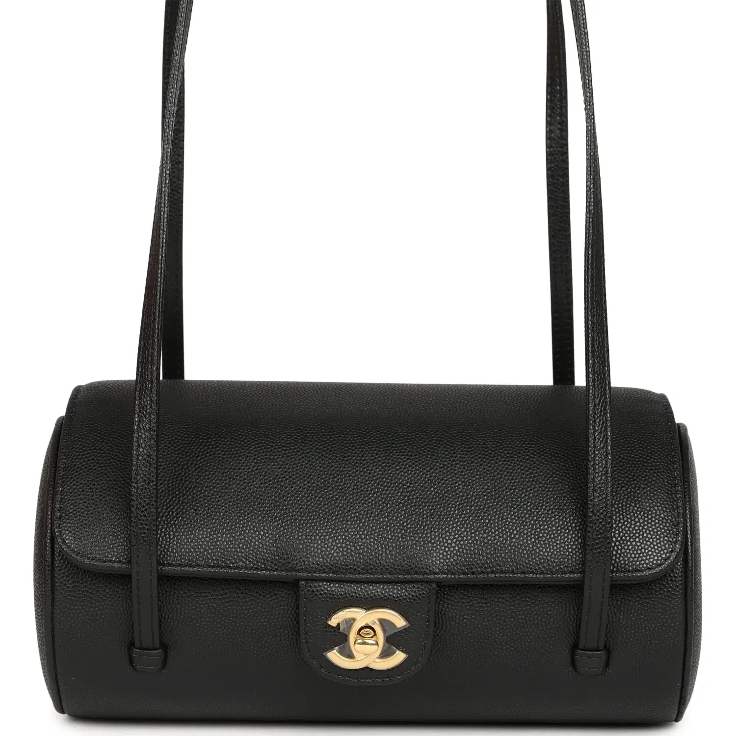 Chanel Preppy Coco Bowling Bag Black Shiny Caviar Brushed Gold Hardware