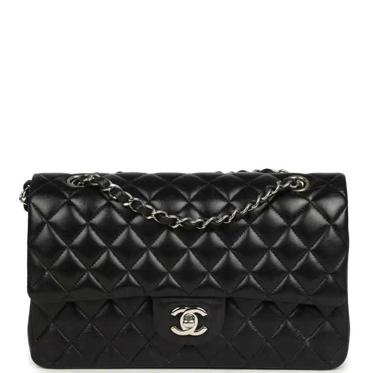Pre-owned Chanel Medium Classic Double Flap Black Caviar Silver Hardware-Hover-Image