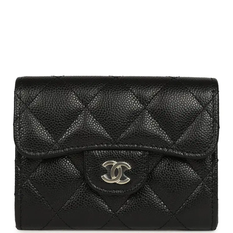 Chanel Classic Card Holder Wallet Black Shiny Caviar Light Gold Hardware-Hover-Image