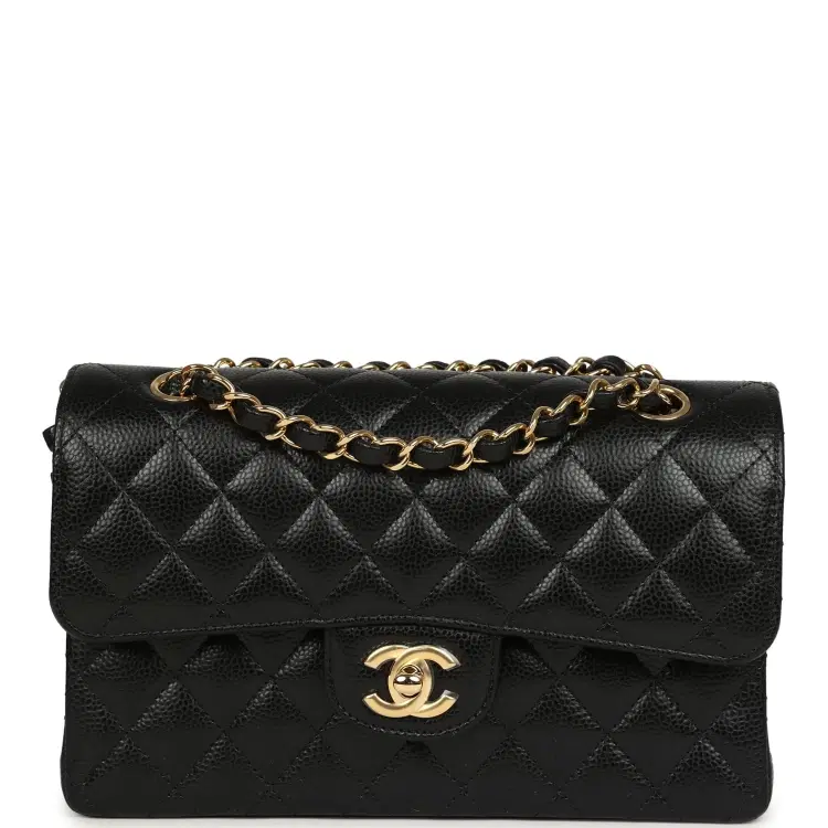 Chanel Small Classic Double Flap Bag Black Caviar Gold Hardware-Hover-Image