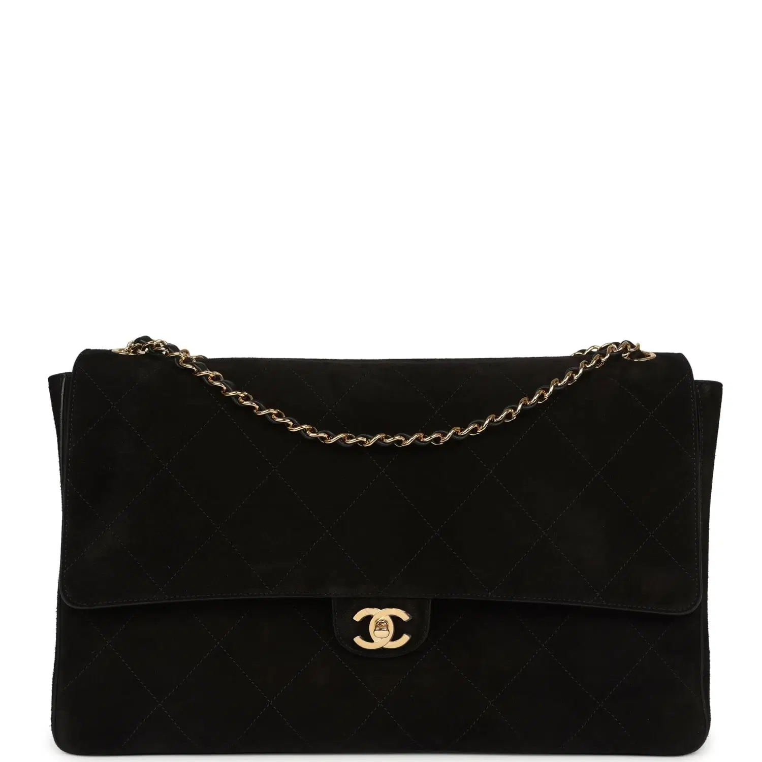 Chanel Maxi "Souplissimo" Large Flap Bag Black Suede Gold Hardware