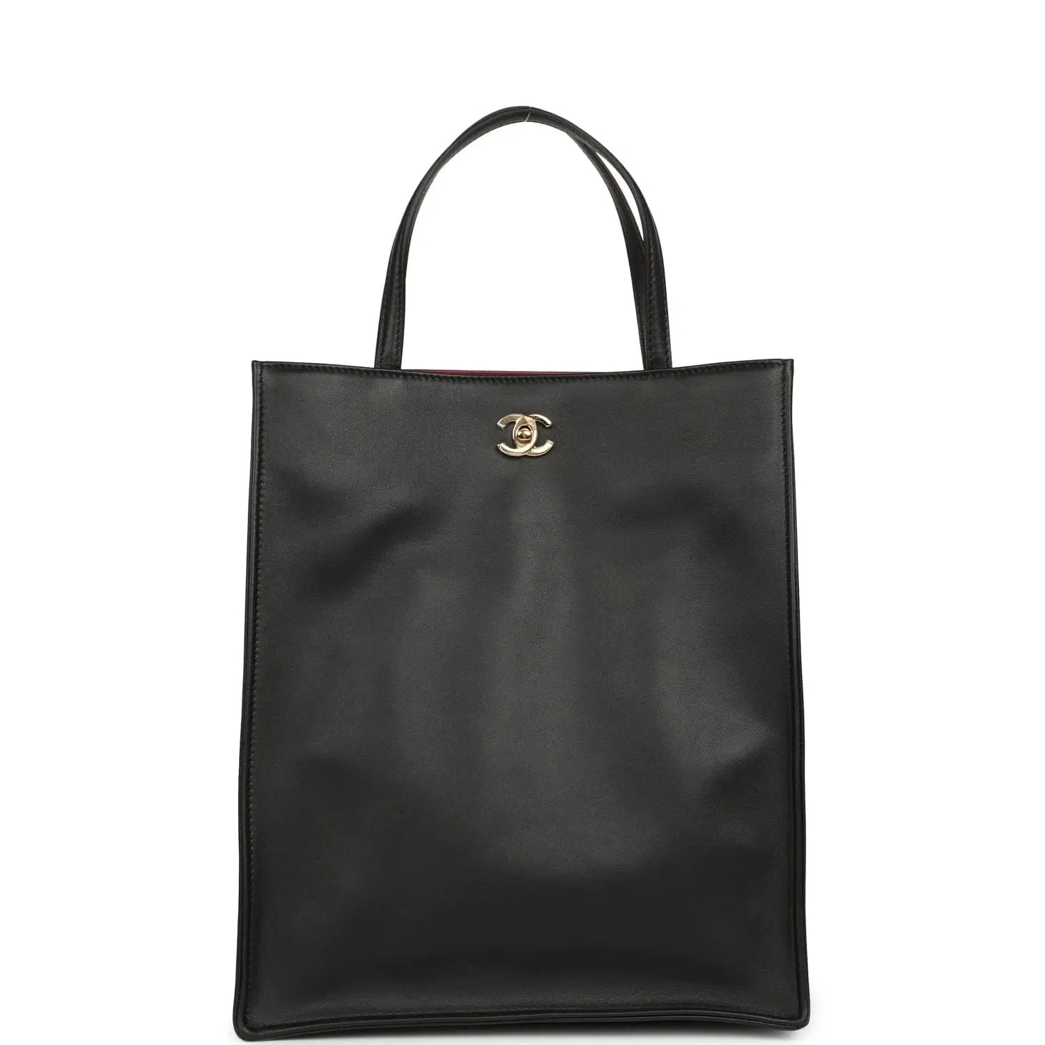 Chanel Small "Grocery Bag" with Chain Black Calfskin Gold Hardware