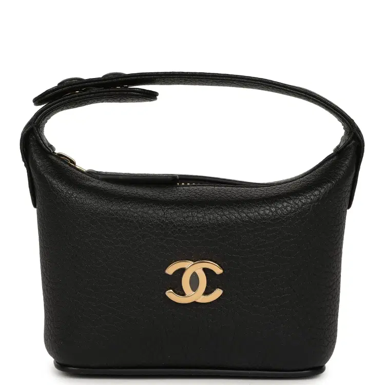 Chanel Micro Top Handle Round Hobo Pouch Black Grained Calfskin Gold Hardware-Hover-Image