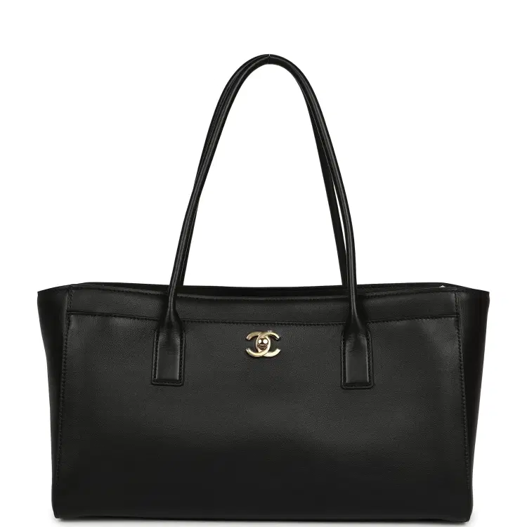 Chanel Small Cerf Shopping Bag Black Calfskin Gold Hardware-Hover-Image