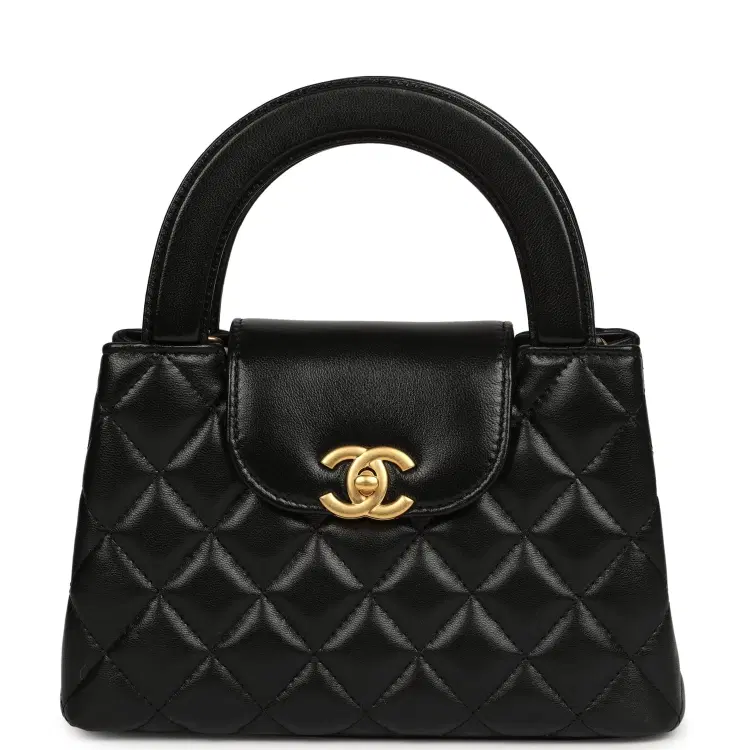 Chanel Small Kelly Shopper Black Shiny Aged Calfskin Brushed Gold Hardware-Hover-Image