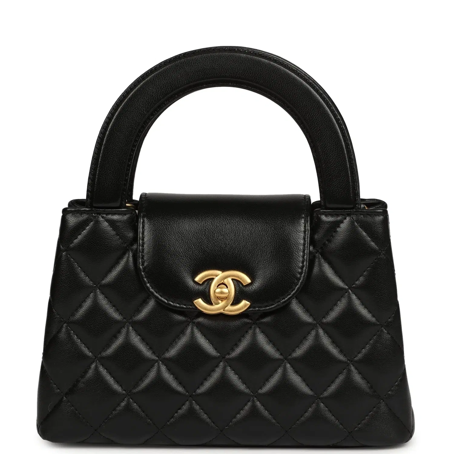 Chanel Small Kelly Shopper Black Shiny Aged Calfskin Brushed Gold Hardware