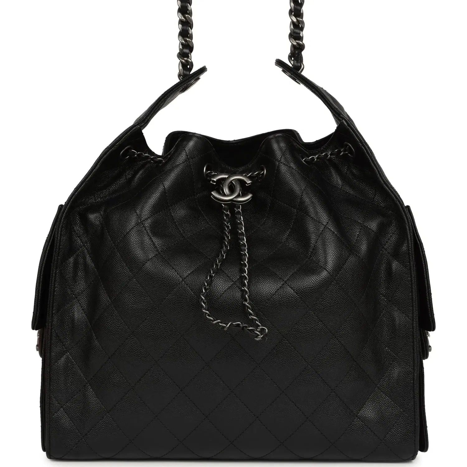 Chanel Medium 25 Hobo Bag Black Caviar Aged Ruthenium Hardware