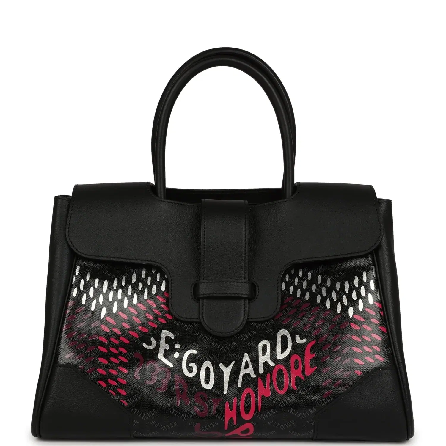 Goyard Saigon Tote "Charismatic Chevron" Jet Black Multicolored Goyardine Canvas Palladium Hardware