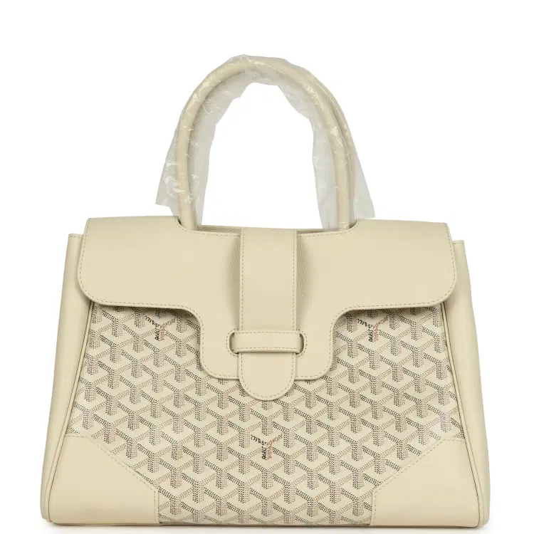 Goyard Goyardine Canvas Sand Saigon Tote Palladium Hardware-Hover-Image