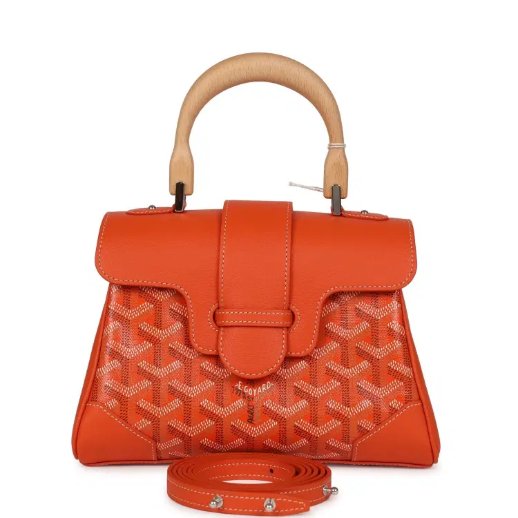 Goyard Saigon Souple Mini Orange Goyardine Palladium Hardware-Hover-Image