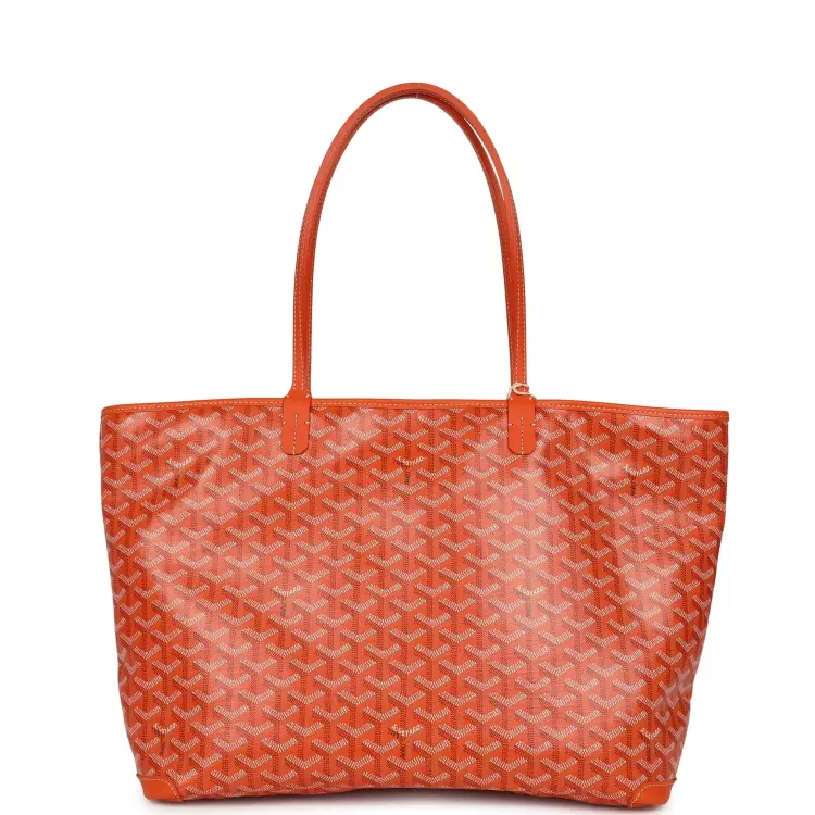Goyard Goyardine Orange Artois MM Tote Palladium Hardware-Hover-Image