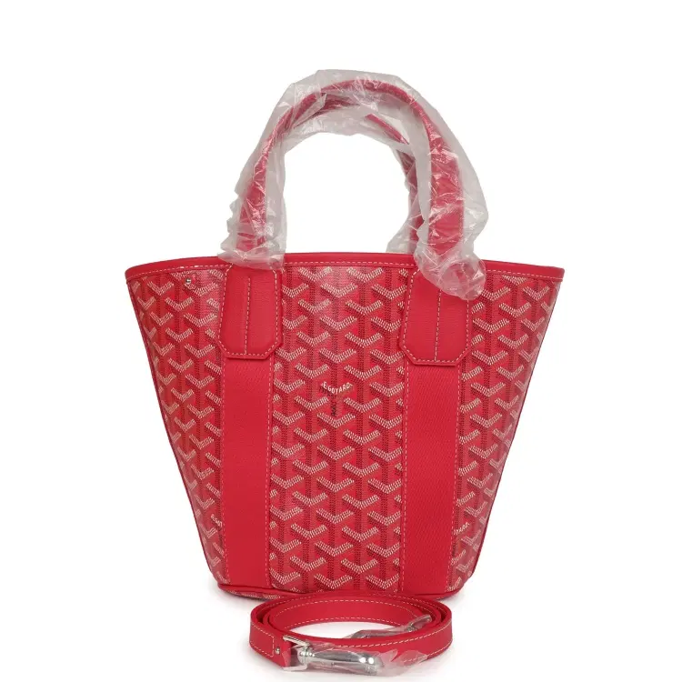 Goyard Goyardine Belharra PM Fuchsia Tote Palladium Hardware-Hover-Image