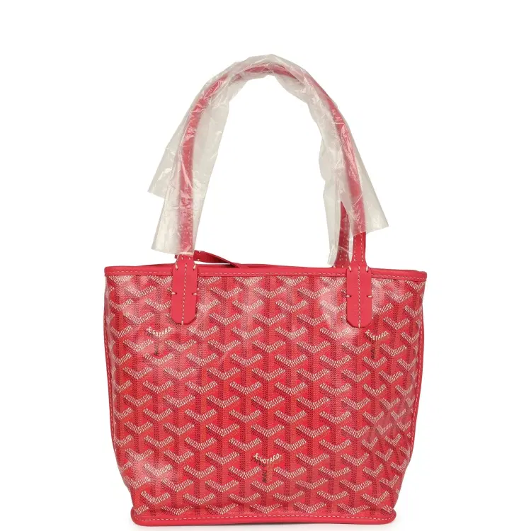 Goyard Goyardine Canvas Fuchsia Anjou Mini Tote Palladium Hardware-Hover-Image