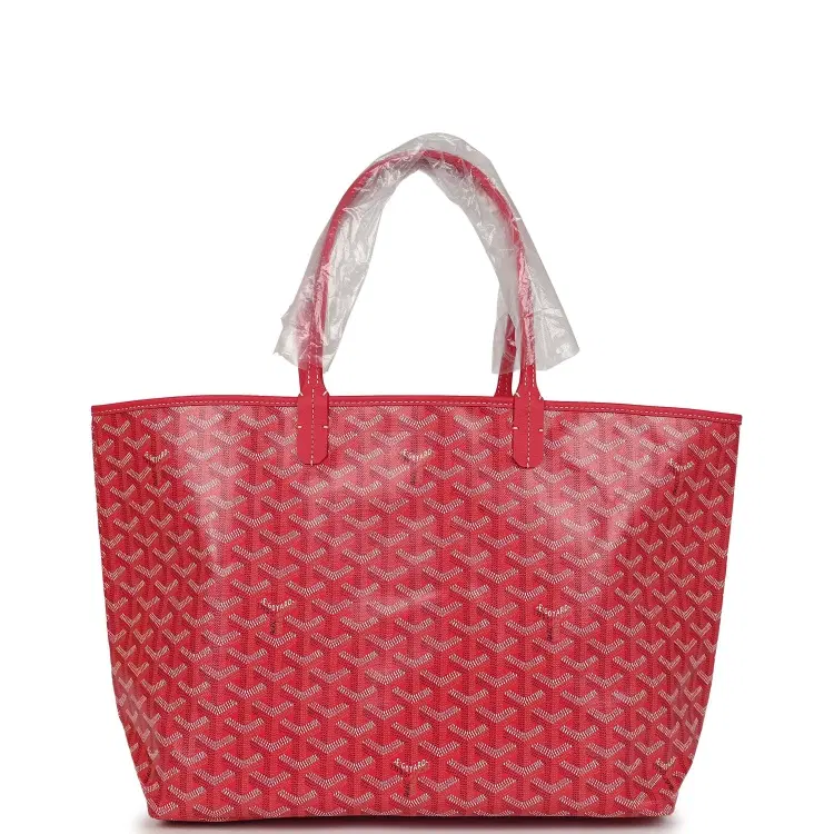 Goyard Goyardine Fuchsia Saint Louis PM Tote Bag Palladium Hardware-Hover-Image