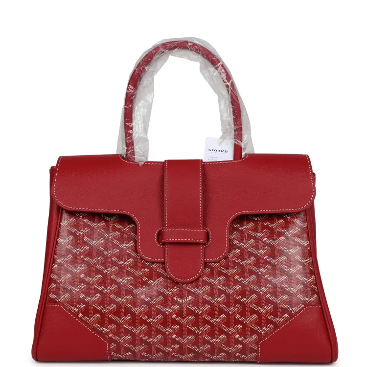 Goyard Saigon Tote Red Goyardine Canvas Palladium Hardware-Hover-Image
