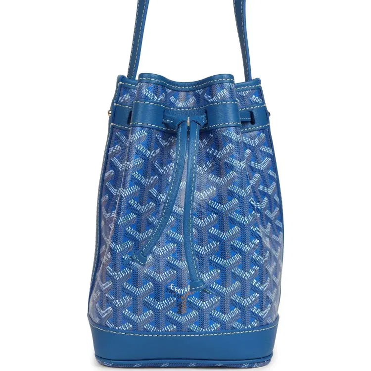 Goyard Goyardine Canvas Sky Blue Petit Flot Bucket Bag PM Palladium Hardware-Hover-Image