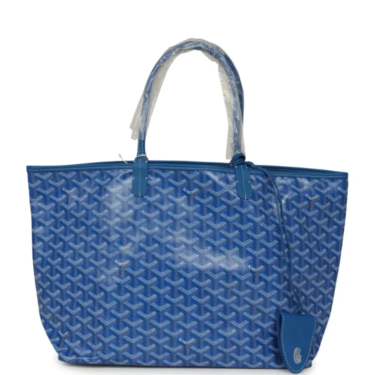 Goyard Goyardine Sky Blue Saint Louis PM Tote Bag Palladium Hardware-Hover-Image