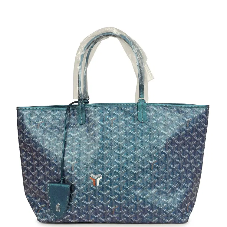 Goyard Goyardine Pearly Blue Saint Louis PM Tote Bag Palladium Hardware-Hover-Image