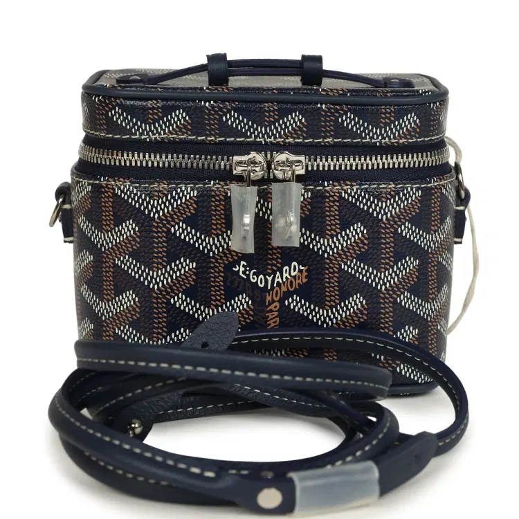Goyard Goyardine Canvas Navy Blue Nano Muse Vanity Bag Palladium Hardware-Hover-Image
