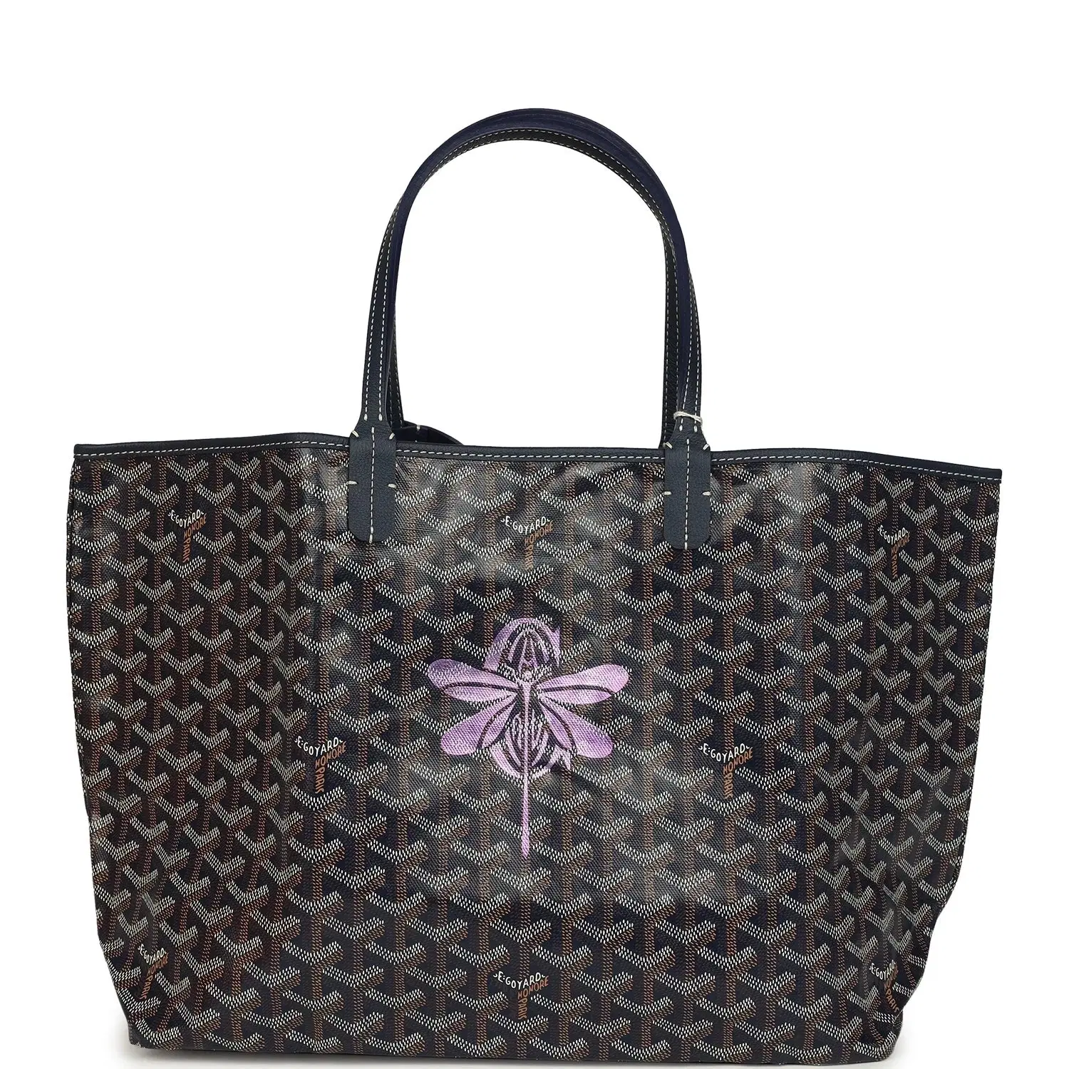 Goyard Goyardine Navy Saint Louis PM Tote Bag Palladium Hardware