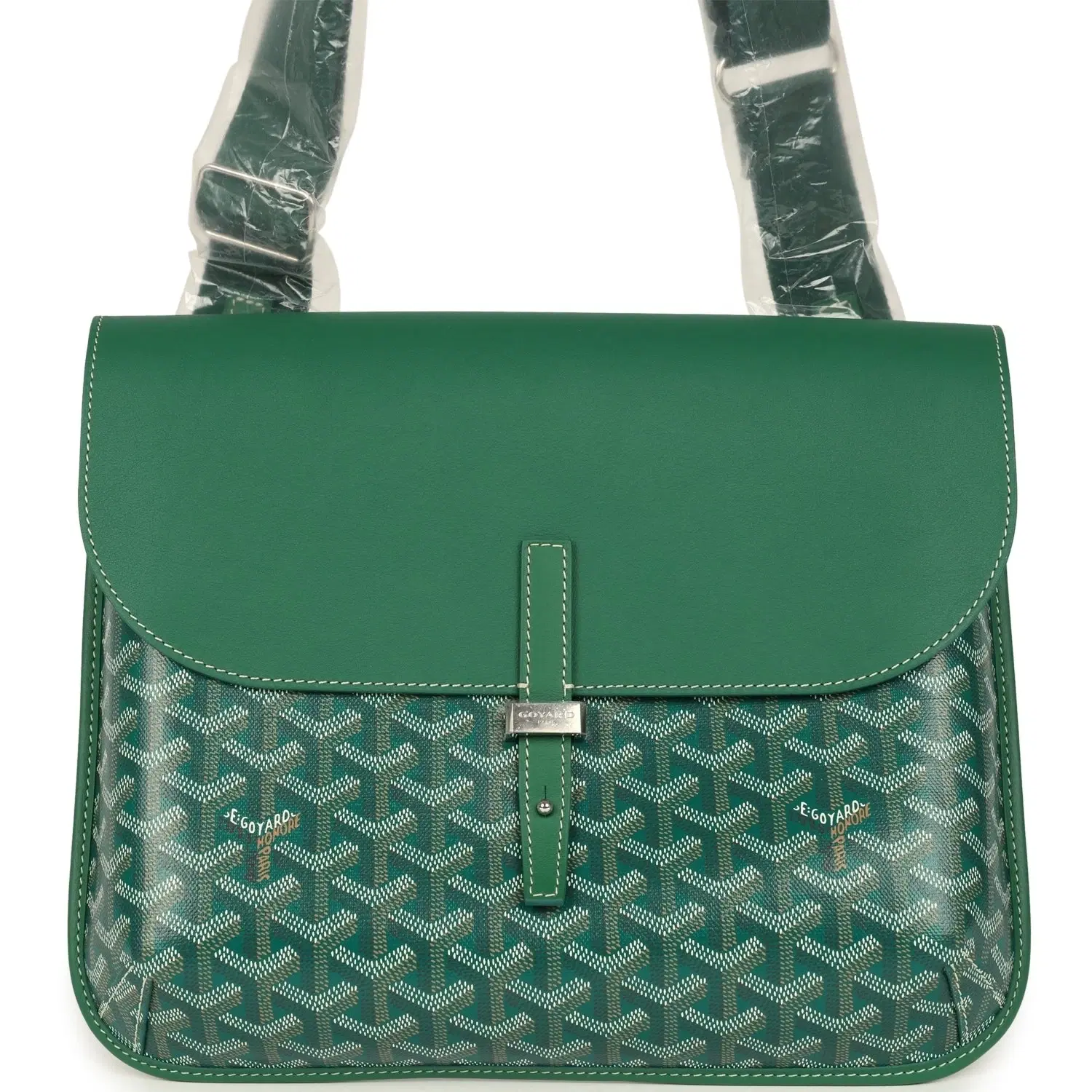 Goyard Coursier Messenger Bag Green Goyardine Canvas & Chevroches Calfskin Palladium Hardware