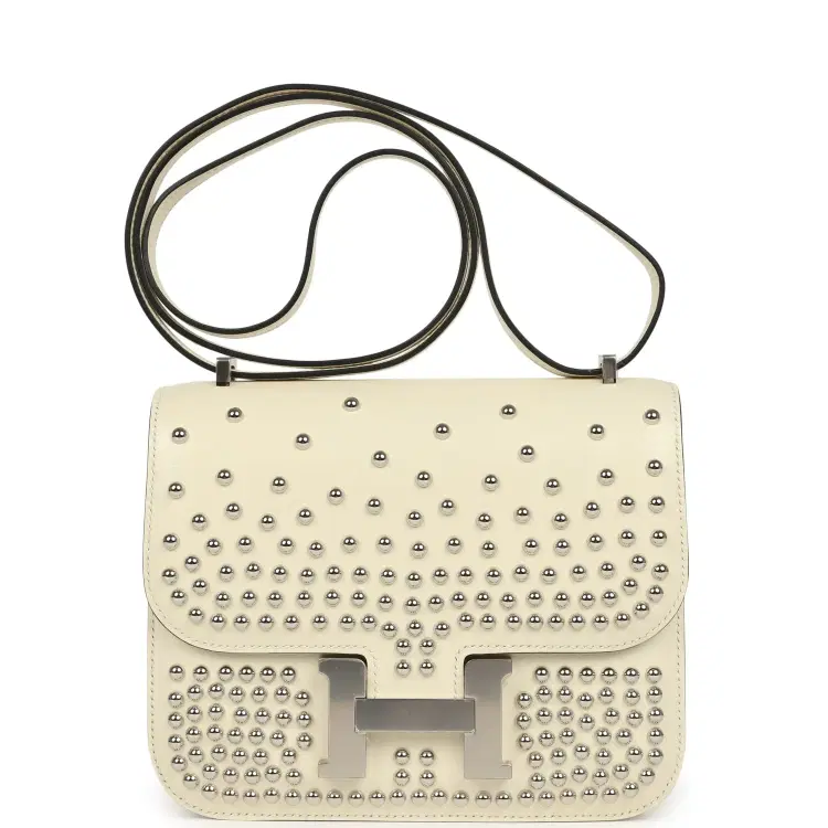 Hermes Constance 18 Clouté Cream Box Palladium Hardware-Hover-Image