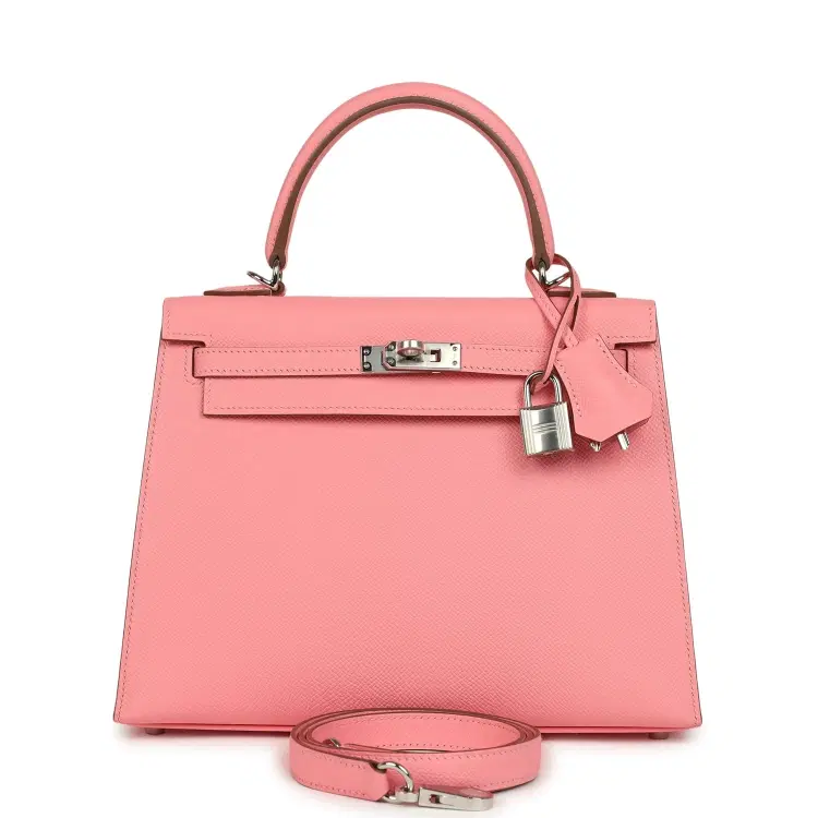 Hermes Kelly Sellier 25 Rose Confetti Epsom Palladium Hardware-Hover-Image