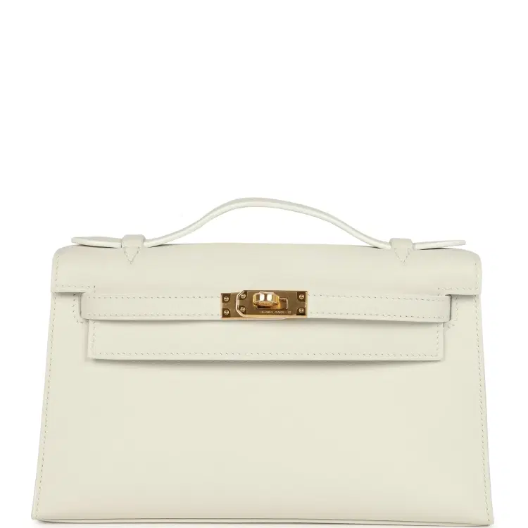Hermes Kelly Pochette White Swift Gold Hardware-Hover-Image