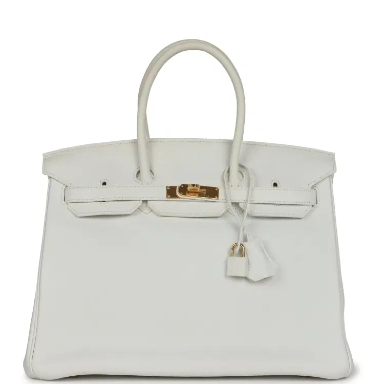 Pre-owned Hermes Birkin 35 White Clemence Gold Hardware-Hover-Image