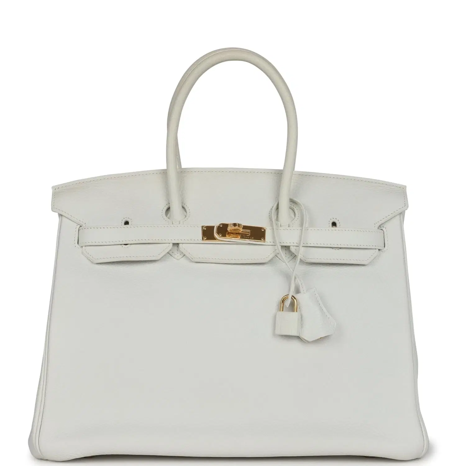 Pre-owned Hermes Birkin 35 White Clemence Gold Hardware
