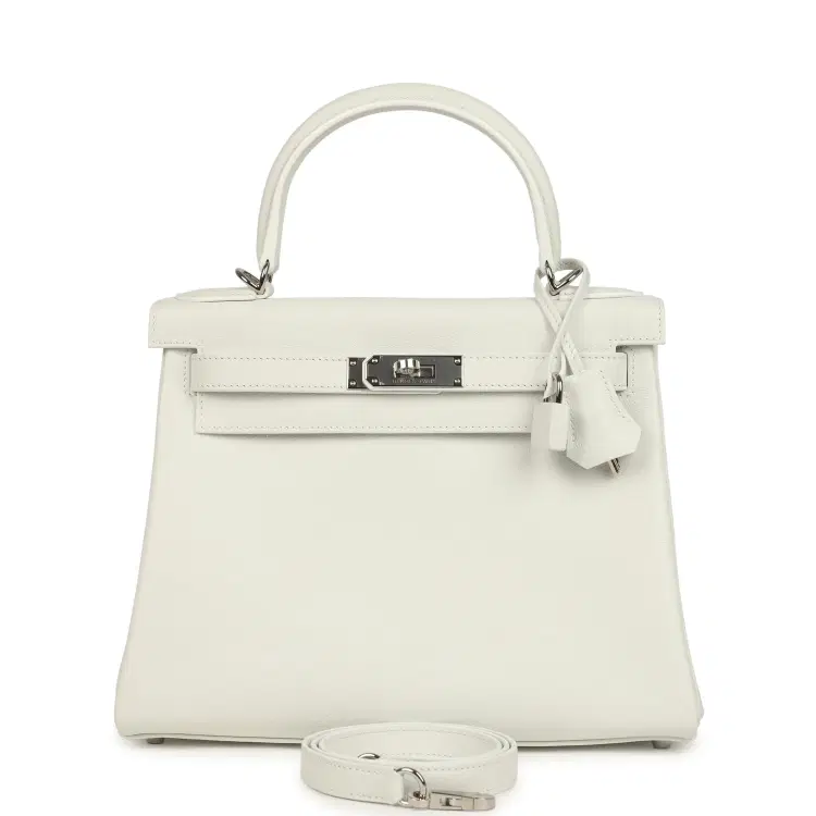 Hermes Kelly Retourne 28 New White Evercolor Palladium Hardware-Hover-Image