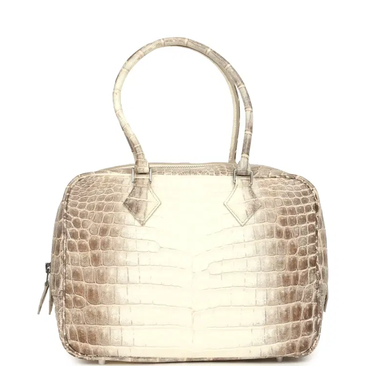 Pre-owned Hermes Plume 28 Himalaya Matte Niloticus Crocodile Palladium Hardware-Hover-Image