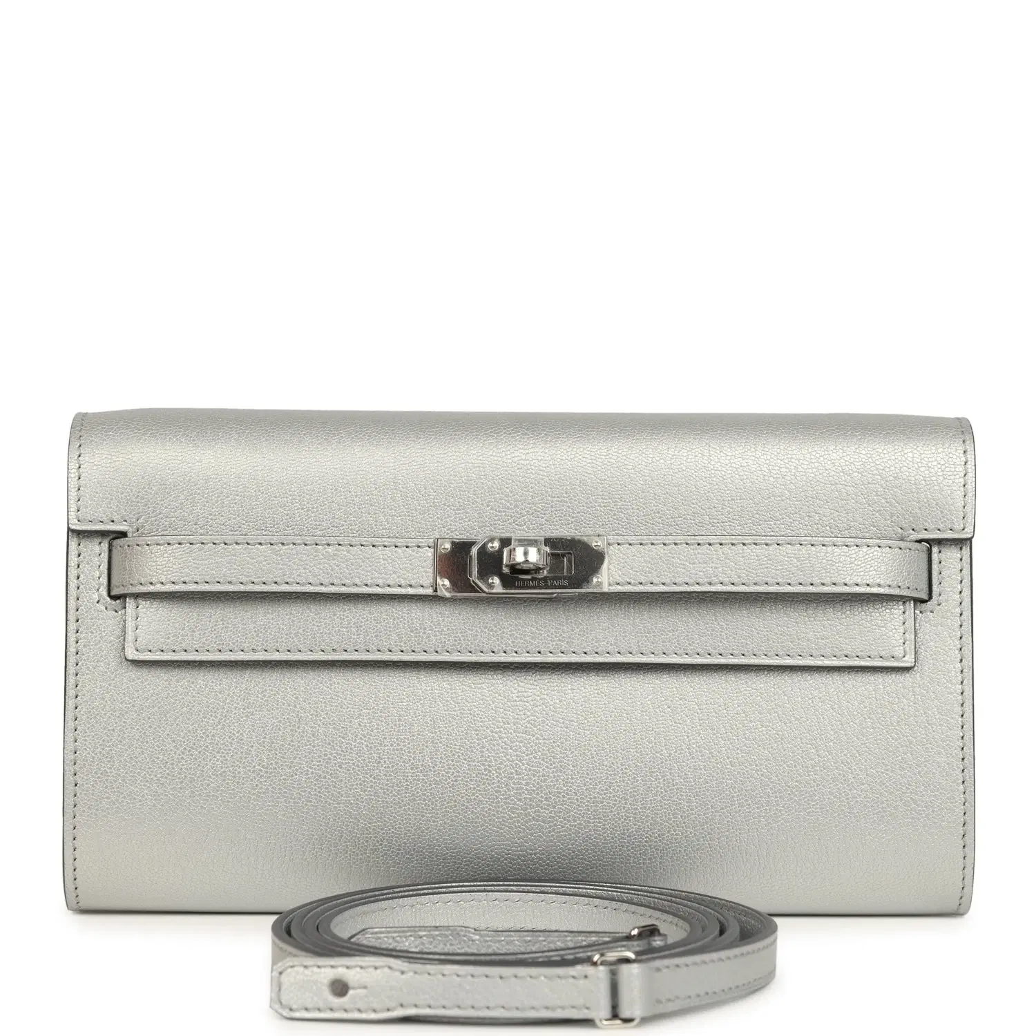 Hermes Kelly Wallet To Go Argent Chevre Chamkilight Palladium Hardware