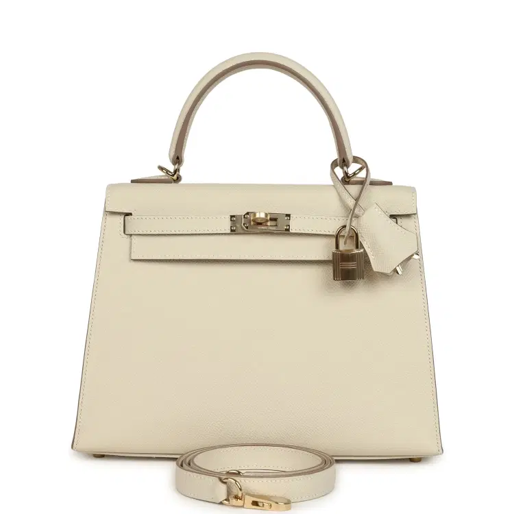 Hermes Kelly Sellier 25 Craie Epsom Permabrass Hardware-Hover-Image