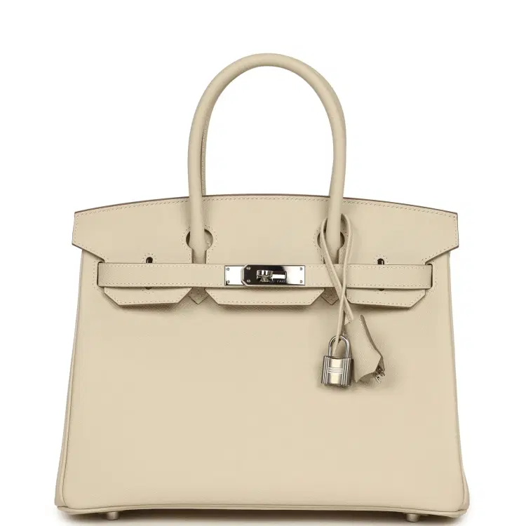 Pre-owned Hermes Birkin 30 Craie Epsom Palladium Hardware-Hover-Image