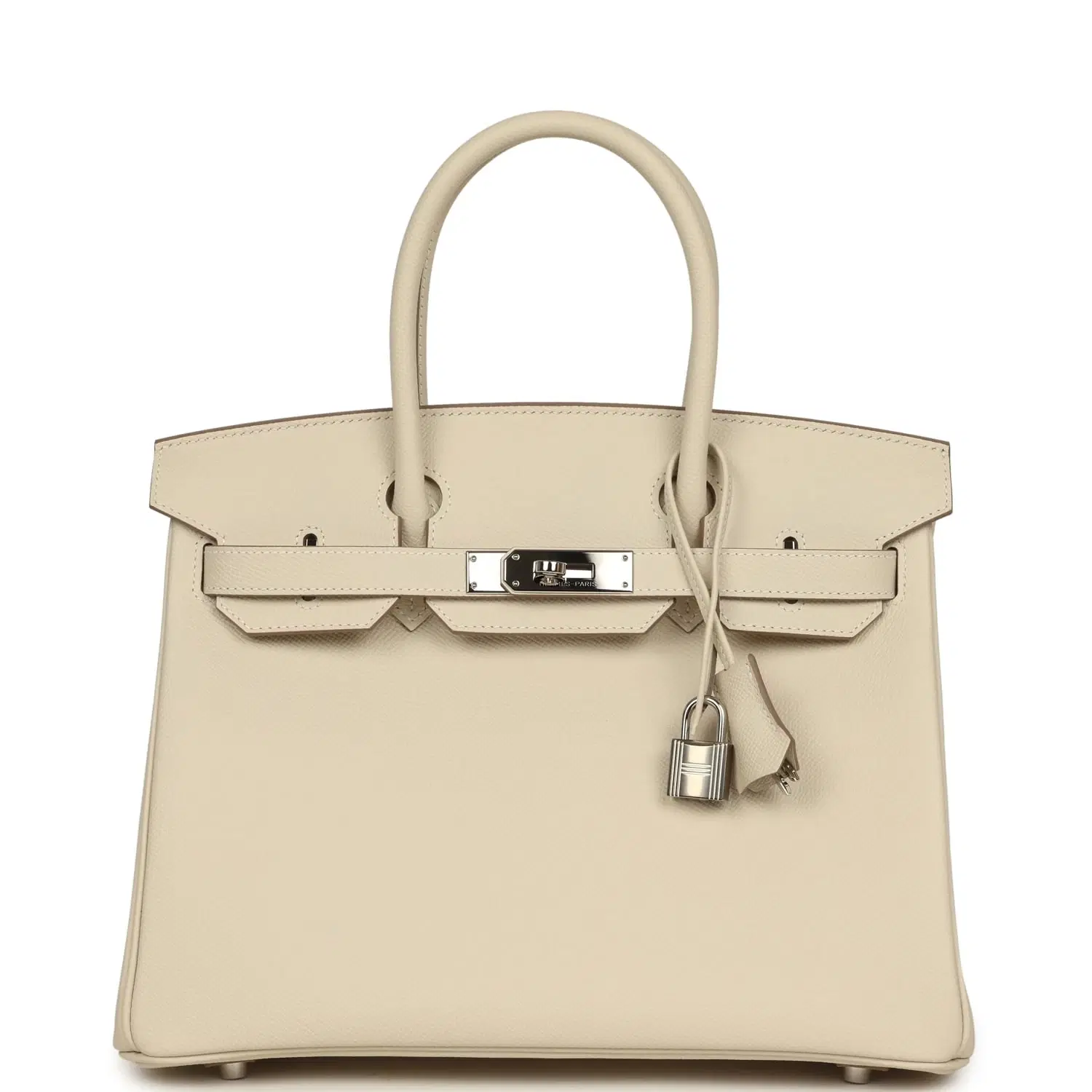 Pre-owned Hermes Birkin 30 Craie Epsom Palladium Hardware