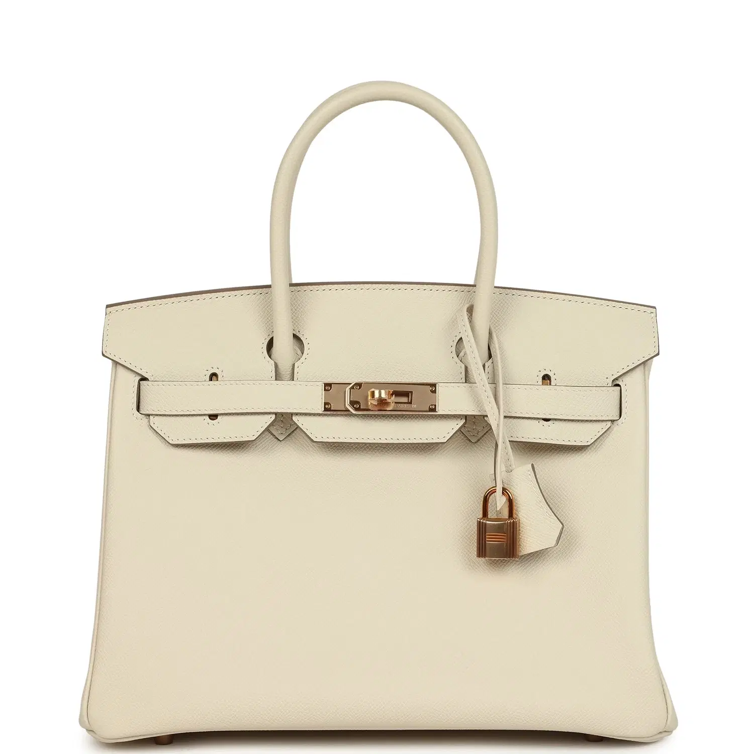 Pre-owned Hermes Birkin 30 Craie Epsom Rose Gold Hardware